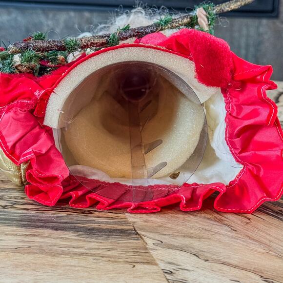 Curly Bearded Santa Claus in Red, Gold & Greenery Tree Top/Table Top Decor, 13”H - Picture 5 of 10